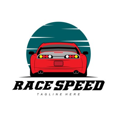 Spor araba vektör çizimi simgesi logo tişört tasarımı, giysi, grup topluluğu, poster, araba şovu, Tokyo drift filmi, toyota supra için olabilir.