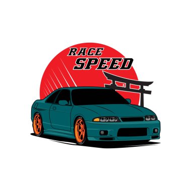 Spor araba vektör çizimi simgesi logo tişört tasarımı, giysi, grup topluluğu, poster, araba şovu, Tokyo drift filmi, toyota supra için olabilir.
