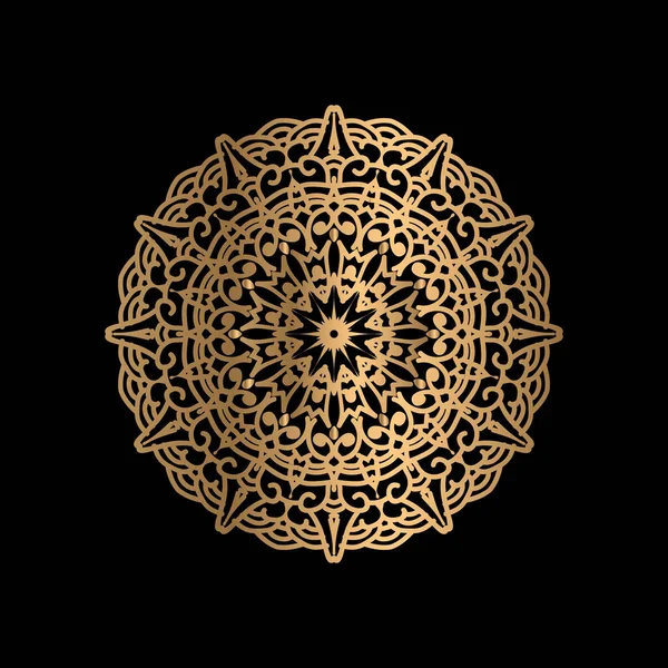 Henna, Mehndi ve dekorasyon için dairesel şekil vektör sanatı. Etnik oryantal stil dekoratif resim altın rengi