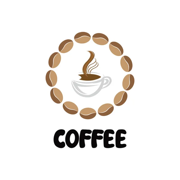 Kávébab Növény Logó Vektor Kávé Ital Design Illusztráció — Stock Vector