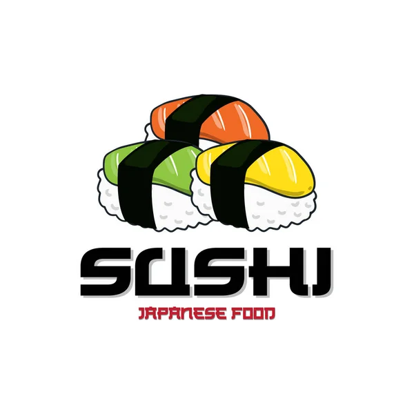 Vecteur Logo Japonais Pour Les Sushis Avec Une Variété Viandes — Image vectorielle