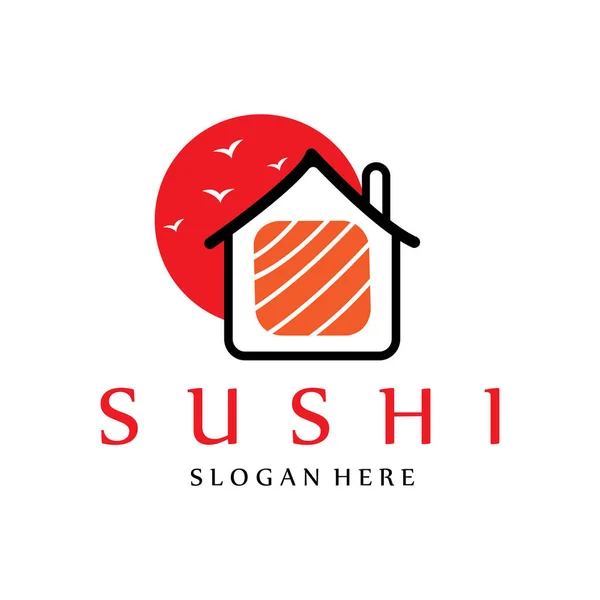 Japanische Sushi Food Logo Vektor Mit Einer Vielzahl Von Meeresfrüchten — Stockvektor