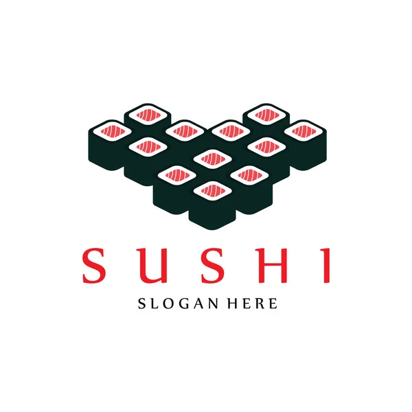 Vettore Del Logo Del Sushi Giapponese Con Una Varietà Carne — Vettoriale Stock