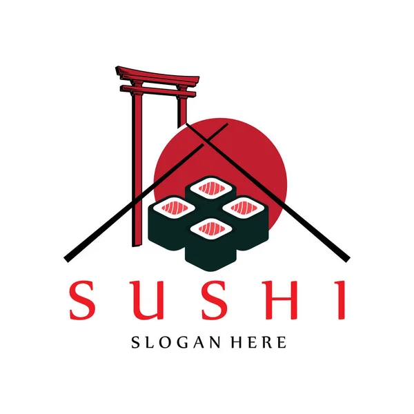 Vettore Del Logo Del Sushi Giapponese Con Una Varietà Carne — Vettoriale Stock