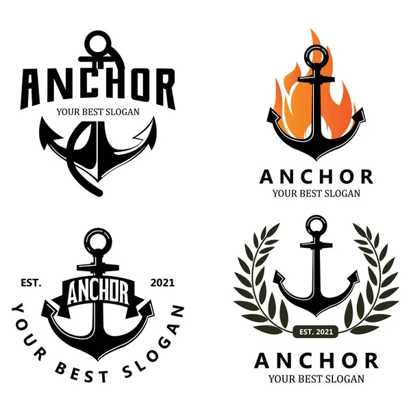 gemi çapa logo simgesi vektörü, port, retro tasarım illüstrasyonu