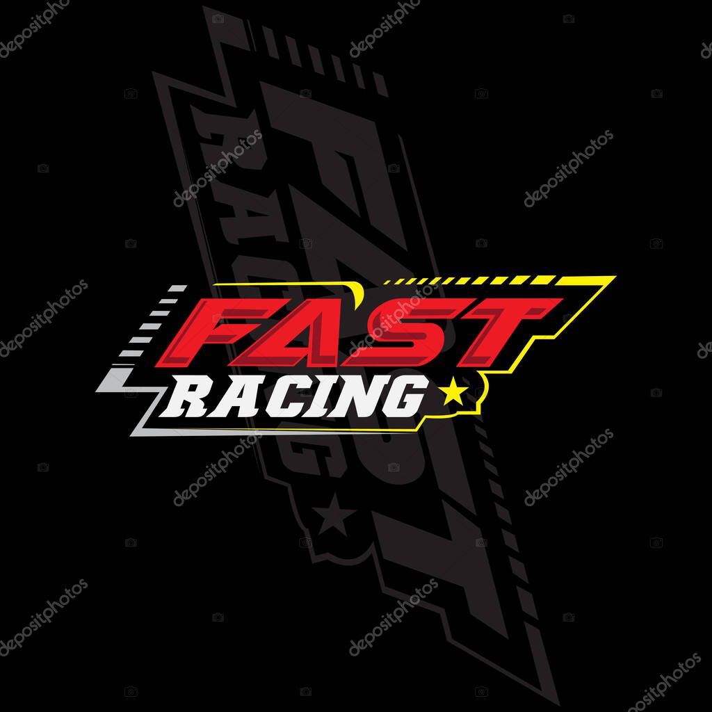 Fast racing logo background design, automotive vehicle repair, suitable for screen printing, stickers, banners, teams, companies