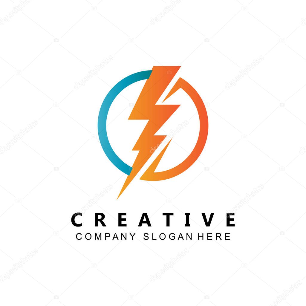 ELECTRICITY CURRENT VECTOR DESIGN LOGO, COOL LIGHTNING