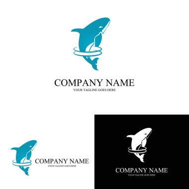 Okyanustaki su hayvanı logosu vektör sembolü