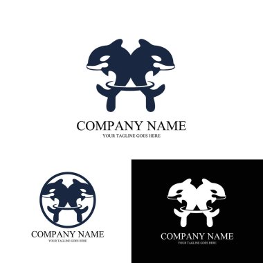 Okyanustaki su hayvanı logosu vektör sembolü