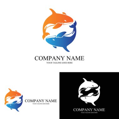 Okyanustaki su hayvanı logosu vektör sembolü