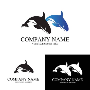 Okyanustaki su hayvanı logosu vektör sembolü
