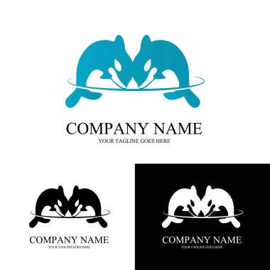 Okyanustaki su hayvanı logosu vektör sembolü