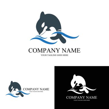 Okyanustaki su hayvanı logosu vektör sembolü