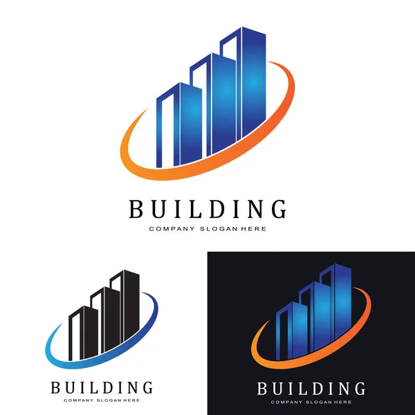 Urban Building Construction Logo Icon Symbol House Apartment City View — Stock vektor