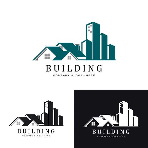 Urban Building Construction Logo Icon Symbol House Apartment City View — Stock Vector