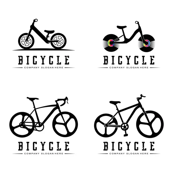 Bike Logo Icon Vector Veicolo Sport Corsa Casual Discesa Modello — Vettoriale Stock