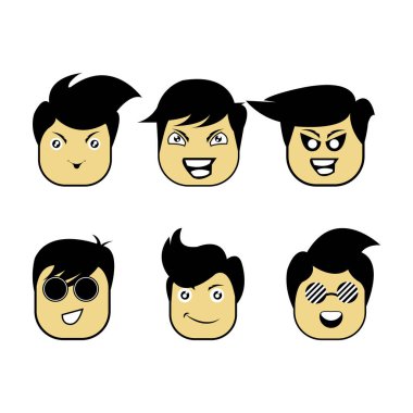 Man face çizgi film logo vektör sembolü ifadeyi gösterir