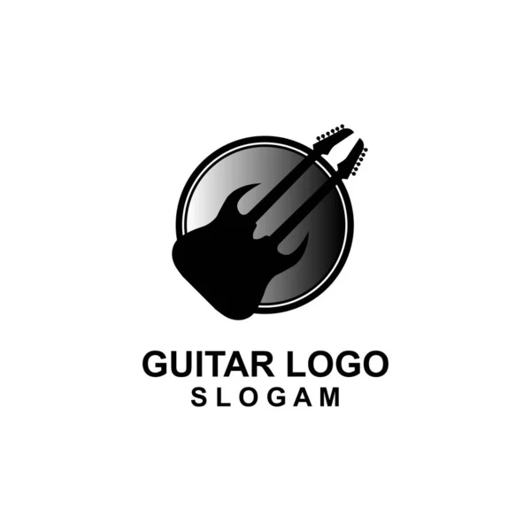 Simple Cool Music Guitar Vector Icon Logo — Stock Vector