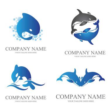 Okyanustaki su hayvanı logosu vektör sembolü