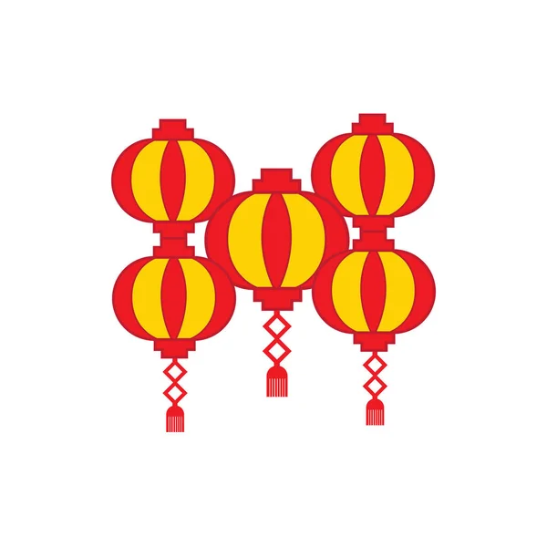 Año Nuevo Chino Linterna Dibujos Animados Logotipo Del Vector — Vector de stock