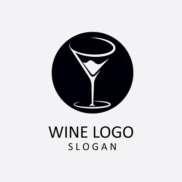 Logotipo Vetor Ícone Vidro Vinho — Vetor de Stock
