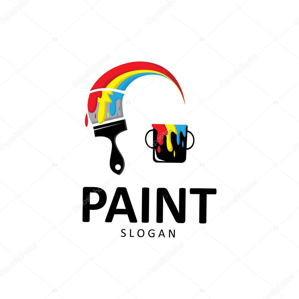 Simple colored brush paint symbol vector logo