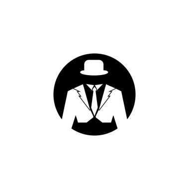 Siyah mafya adamları smokin sembolü vektör logosu