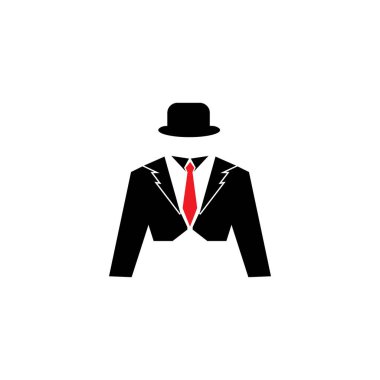 Siyah mafya adamları smokin sembolü vektör logosu