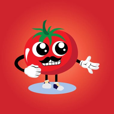 Birinci sınıf domates meyvesi çizgi film simgesi logosu