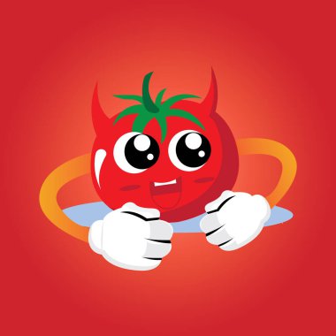 Birinci sınıf domates meyvesi çizgi film simgesi logosu