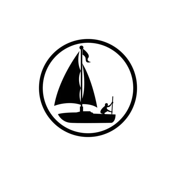 Traditionelles Asiatisches Segelboot Design Logo — Stockvektor