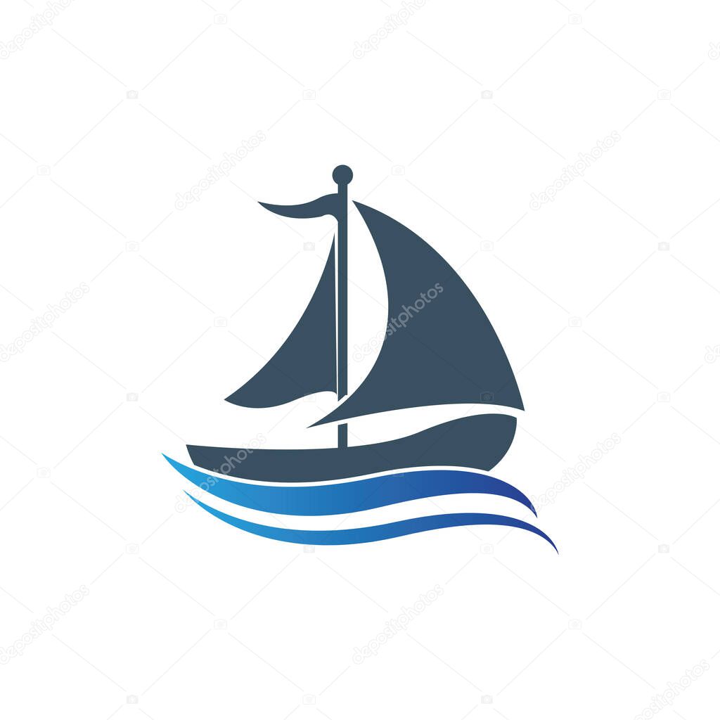 Asian Traditional Sailboat symbol design logo