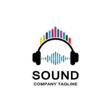 müzik ses dalgası logo vektörü, hoparlör ve kulaklık