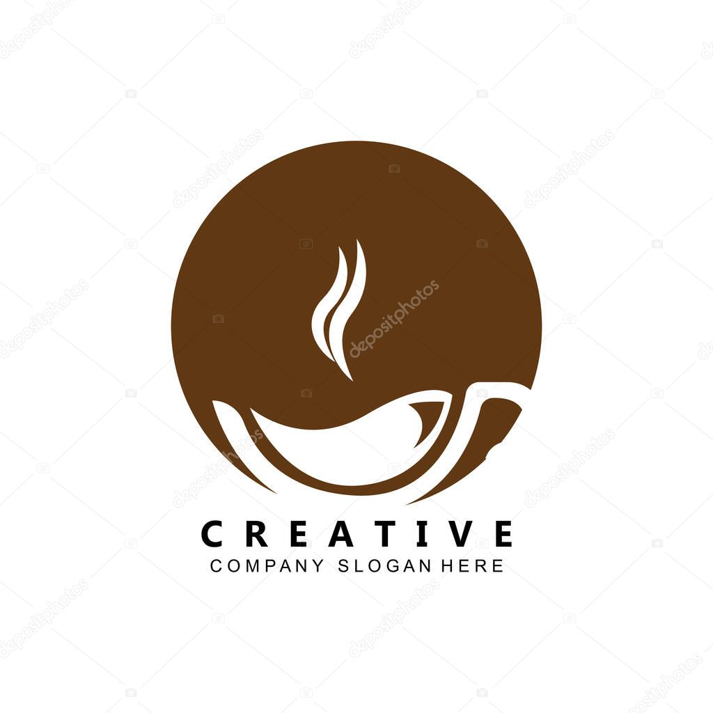 Beans And Coffee Cup Logo Template vector icon design