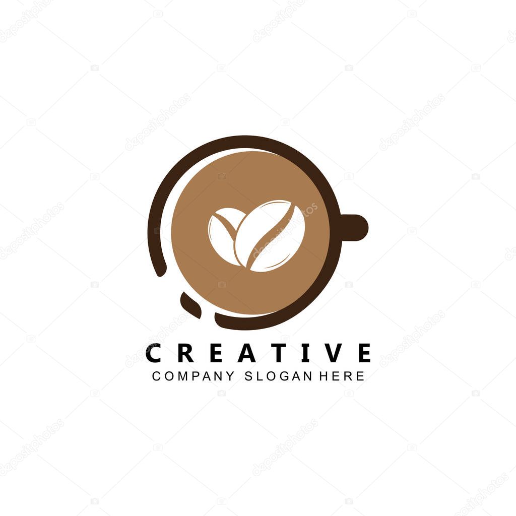 Beans And Coffee Cup Logo Template vector icon design