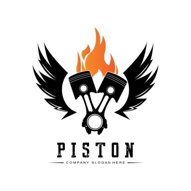 Motor Piston Logosu Simge Vector Car aracı, sürücü aracı, geçmişe dönük