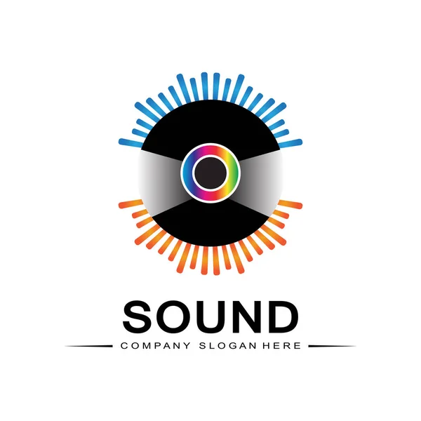 音楽の音の波のロゴのアイコンベクトルスピーカーとヘッドセット — ストックベクタ