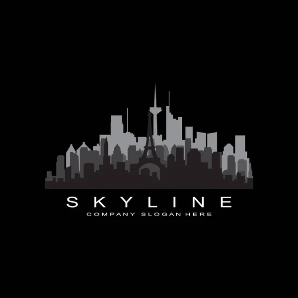 Şehir Skyline Kentsel Emlak Binası Logo Tasarım Vektörü Gökdeleni — Stok Vektör