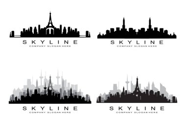 Şehir Skyline, Kentsel Emlak Binası Logo Tasarım Vektörü Gökdeleni