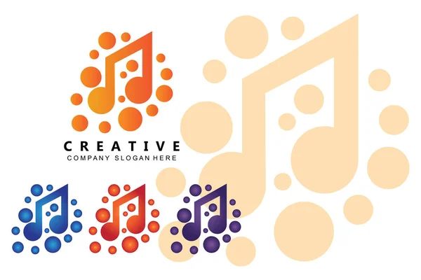Music Note Logo Design Song Tone Illustration — Stock vektor