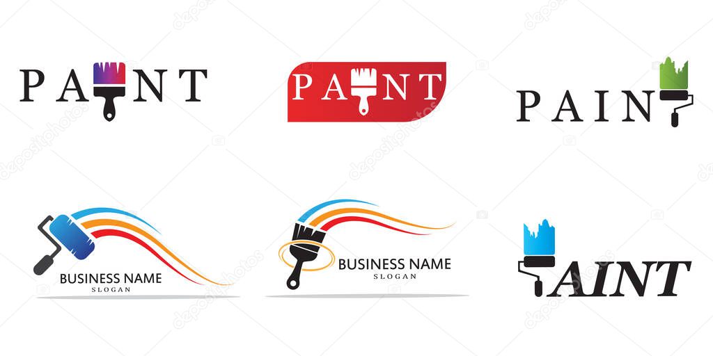 Simple colored brush paint symbol vector logo