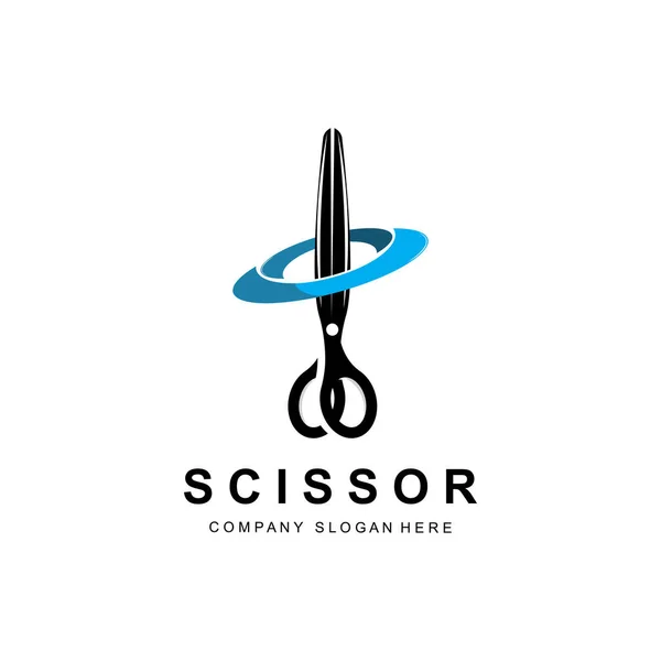 Scissors Logo Design Vector Illustration Cutting Tool Icon Sticker Banner — Stock Vector