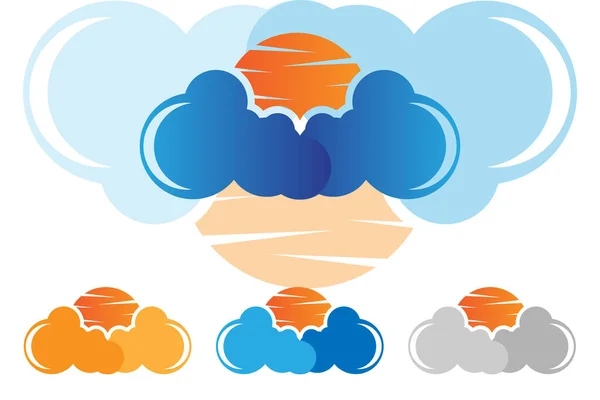 Logo Vectoriel Nuage Bleu Icône Soleil — Image vectorielle