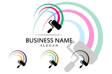 Basit renkli fırça boyası vektör logosu