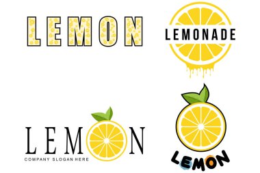 Vektör duvar kâğıdı tasarımı limon meyvesi logosu C vitamini, sarı, bahçede ve pazarda