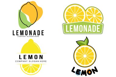 Vektör duvar kâğıdı tasarımı limon meyvesi logosu C vitamini, sarı, bahçede ve pazarda