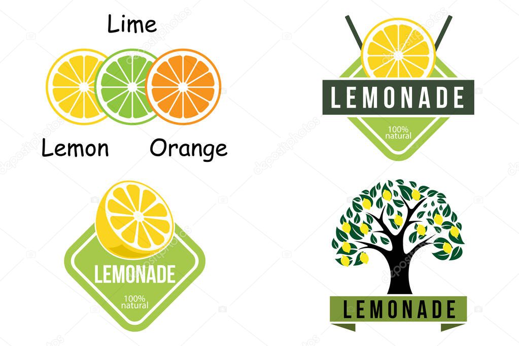 Vector wallpaper design lemon fruit plant logo with vitamin c, yellow, in the garden and market