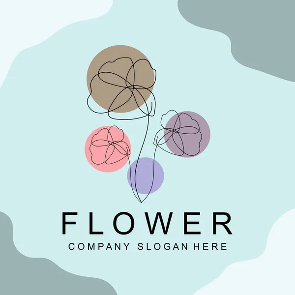 Floral Logo Design Vector Illustration Style Line Icon Abstract Artwork — Stockvektor