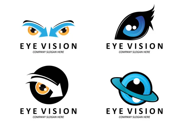 Ögon Logotyp Design Vision Världen Vektor Illustration Organ — Stock vektor