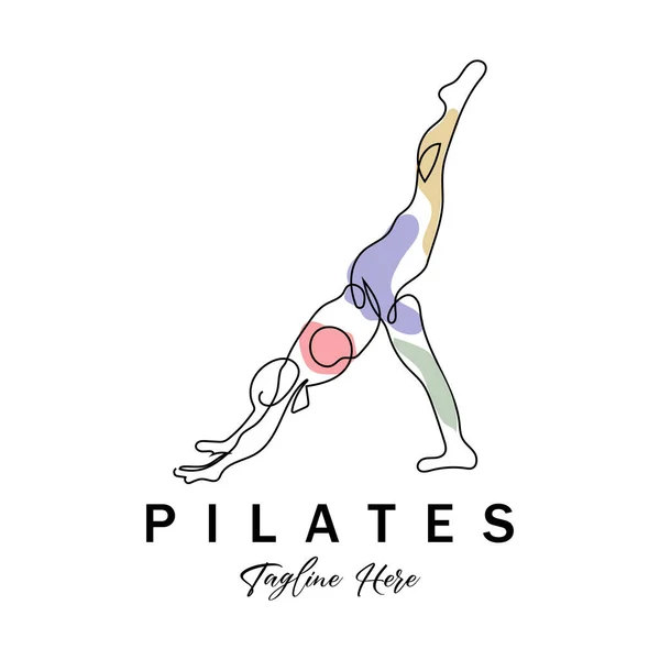 Pilates oturma pozu logo simgesi tüm vücudu hareket ettiren yatıştırıcı bir yoga egzersizi